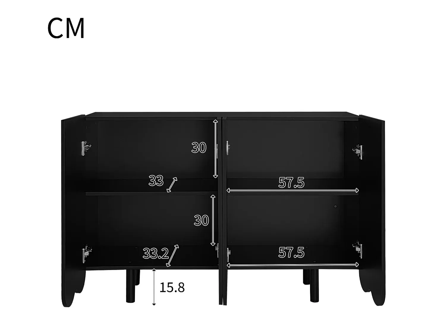 Buffet à 4 portes avec portes en forme de larme -Noir
