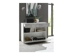 Buffet 1 cajón y 1 puerta abatible, colección SULTANO, color blanco efecto concreto, ideal para su salón.