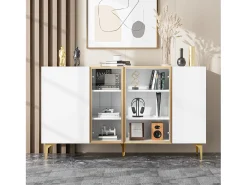 Buffet 150×38×85 cm - con 4 puertas - MDF - blanco