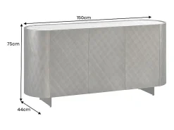 Buffet 150 cm 3 puertas 1 cajón gris y mármol blanco – Colección MILANO