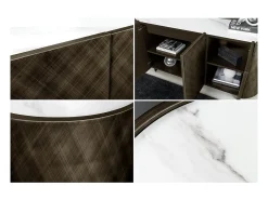 Buffet 150 cm 3 puertas 1 cajón bronce y mármol blanco – Colección MILANO
