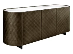 Buffet 150 cm 3 puertas 1 cajón bronce y mármol blanco – Colección MILANO