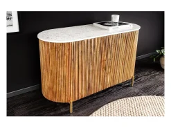 Buffet 105 cm 2 puertas madera maciza, mármol blanco y dorado – Colección YONA