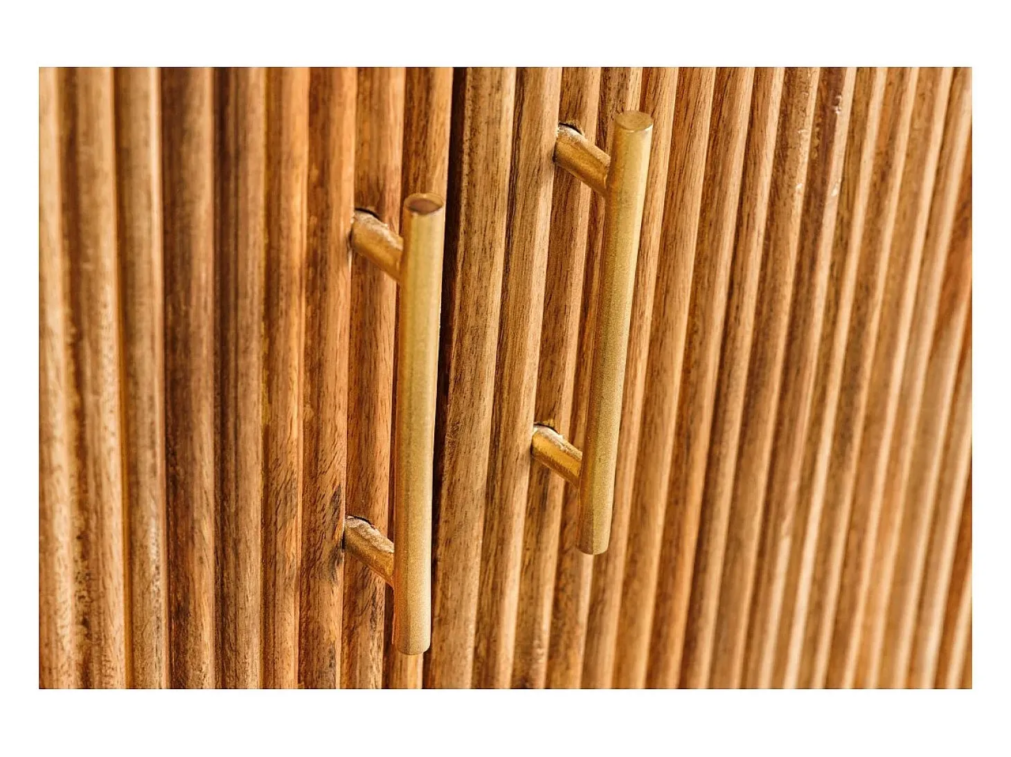 Buffet 105 cm 2 puertas madera maciza, mármol blanco y dorado – Colección YONA