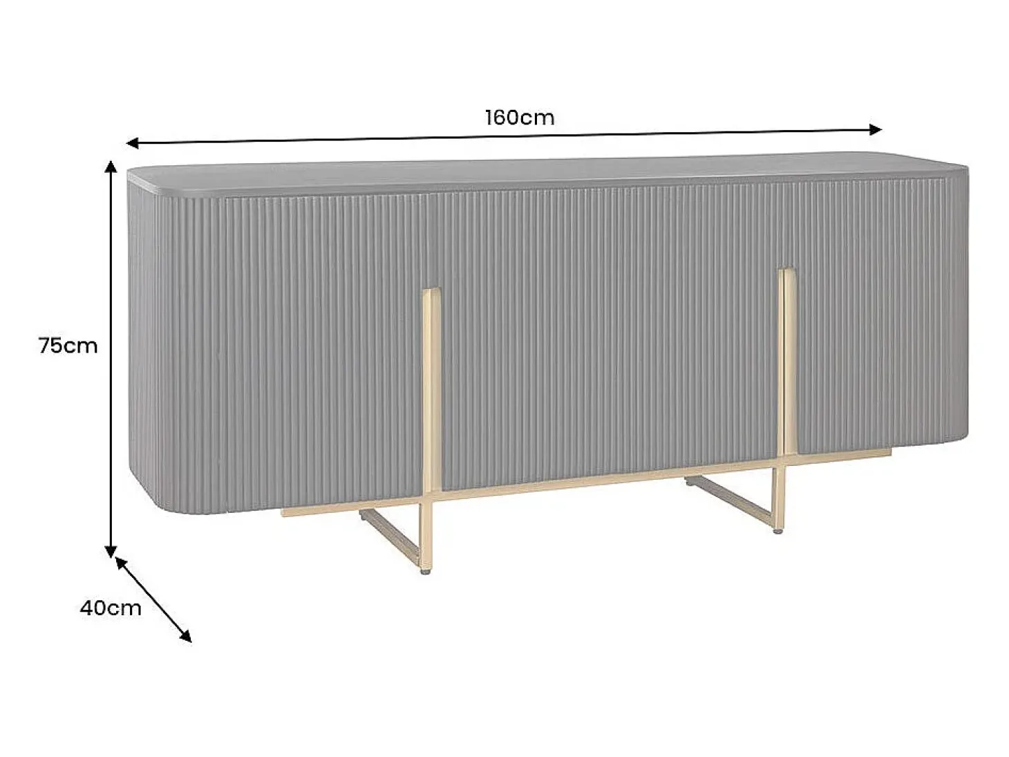 Buffet 160 cm 4 puertas negro y dorado – Colección ORION