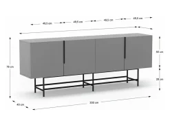 Buffet 4 portes beige 200 cm - Clea