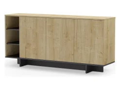 Buffet 3 portes décor chêne et noir 170 cm - Alicia