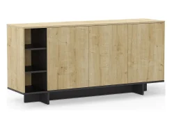 Buffet 3 portes décor chêne et noir 170 cm - Alicia