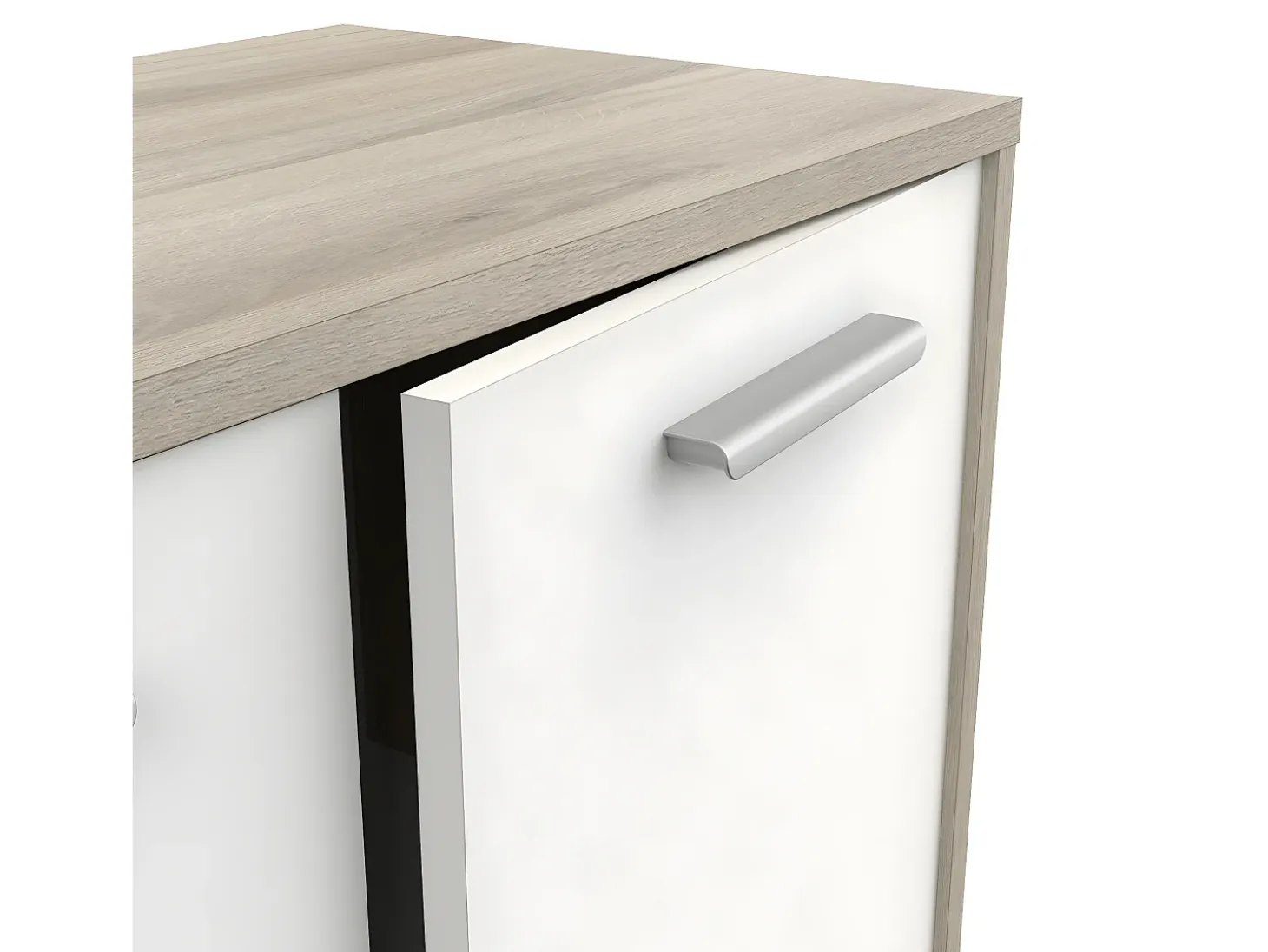 Buffet 2 puertas 4 cajones, decoración de madera y blanco L113 cm - Léo