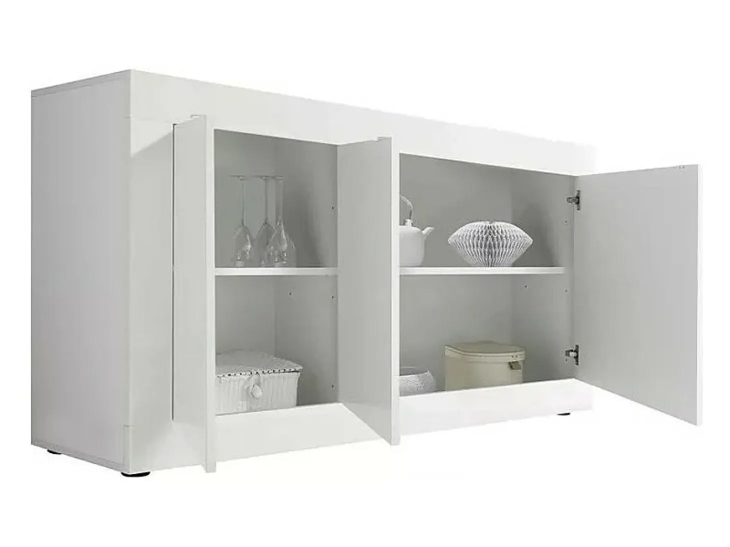 Buffet 3 puertas, colección ISORA, color blanco lacado brillante