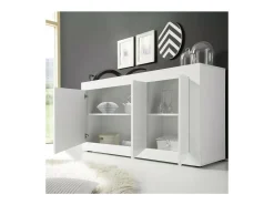 Buffet 3 puertas, colección ISORA, color blanco lacado brillante
