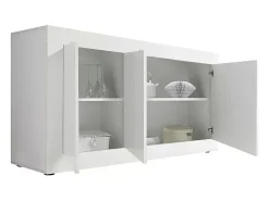 Buffet 3 puertas, colección ISORA, color blanco lacado brillante