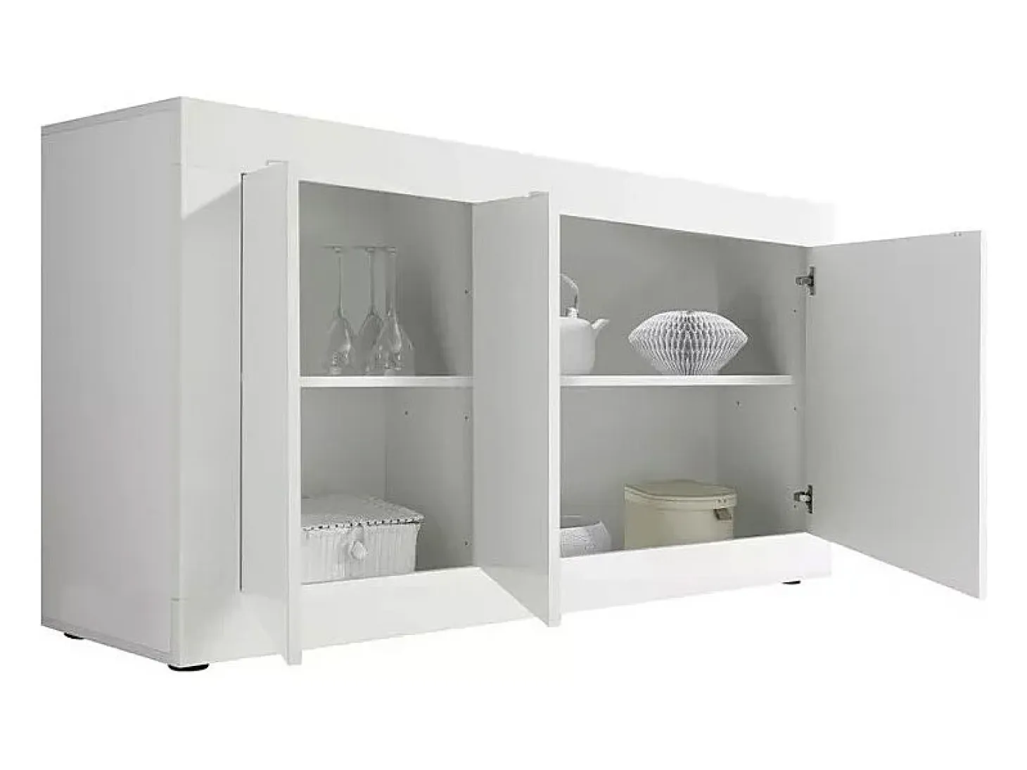 Buffet 3 puertas, colección ISORA, color blanco lacado brillante