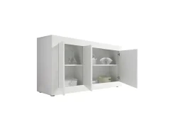 Buffet 3 puertas, colección ISORA, color blanco lacado brillante