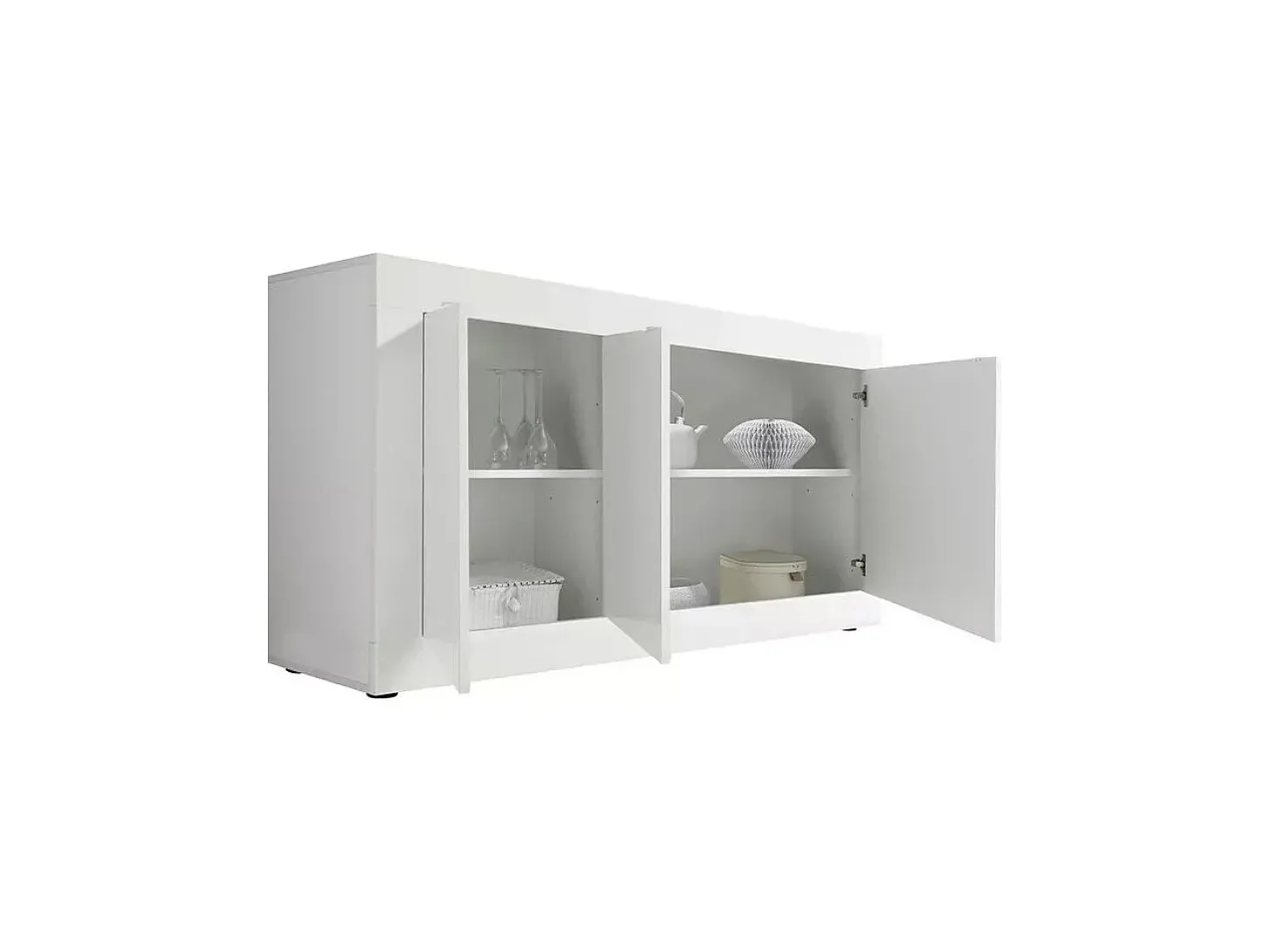 Buffet 3 puertas, colección ISORA, color blanco lacado brillante