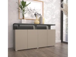 Buffet 4 puertas NESS – Acabado Congo – 12 nichos de almacenamiento – Diseño depurado sin LED