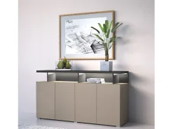 Buffet 4 puertas NESS – Acabado Congo – 12 nichos de almacenamiento – Diseño depurado sin LED