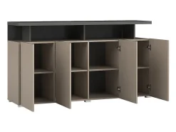 Buffet 4 puertas NESS – Acabado Congo – 12 nichos de almacenamiento – Diseño depurado sin LED