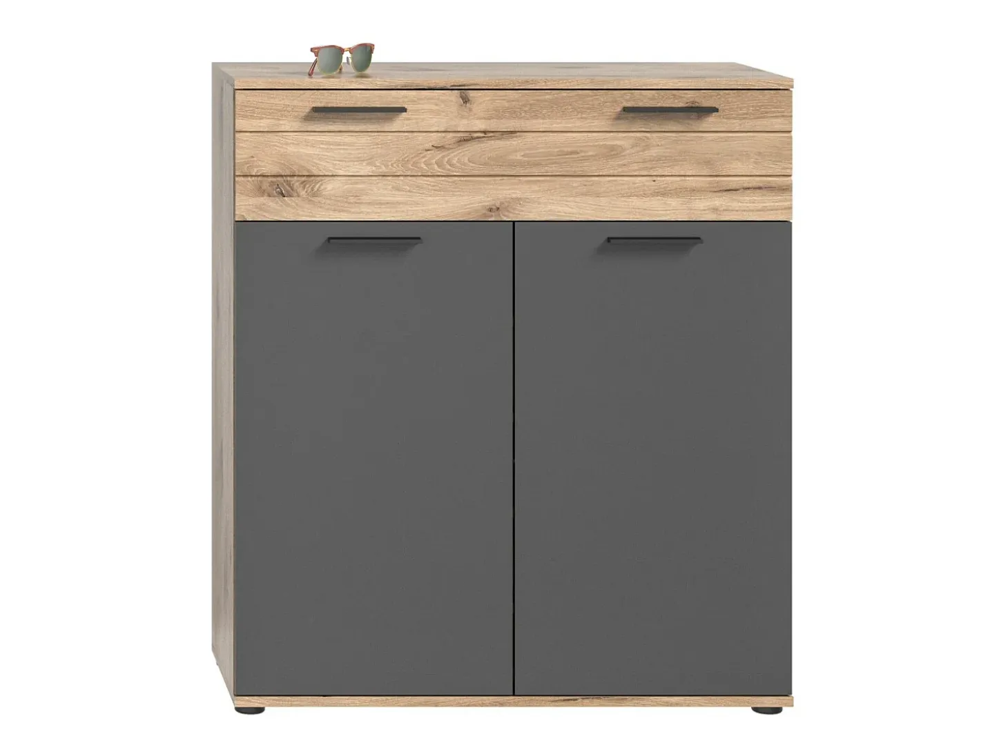 Buffet 2 puertas y 1 cajón – Gris antracita y roble claro – SELMA