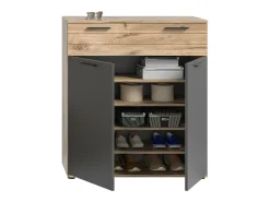Buffet 2 puertas y 1 cajón – Gris antracita y roble claro – SELMA