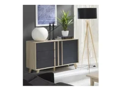 Buffet ALINEADO aparador modelo pequeño MALMO roble claro y gris cemento