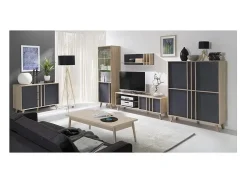 Buffet ALINEADO aparador modelo pequeño MALMO roble claro y gris cemento