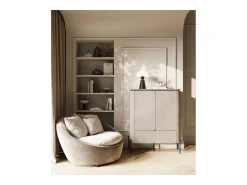 Buffet alto BELLA 2 puertas 1 cajón – Acabado Congo mate – Patas metálicas negras elegantes