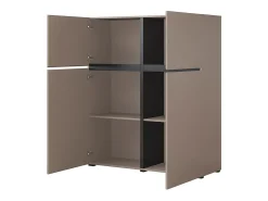 Buffet alto de color beige y negro L120xH140xP40 colección HAVANA. Aparador alto de diseño con 4 puertas.