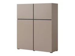 Buffet alto de color beige y negro L120xH140xP40 colección HAVANA. Aparador alto de diseño con 4 puertas.