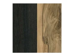 Buffet alto de diseño con 1 puerta para salón de color nogal y negro con efecto de madera. Colección SANTIAGO.