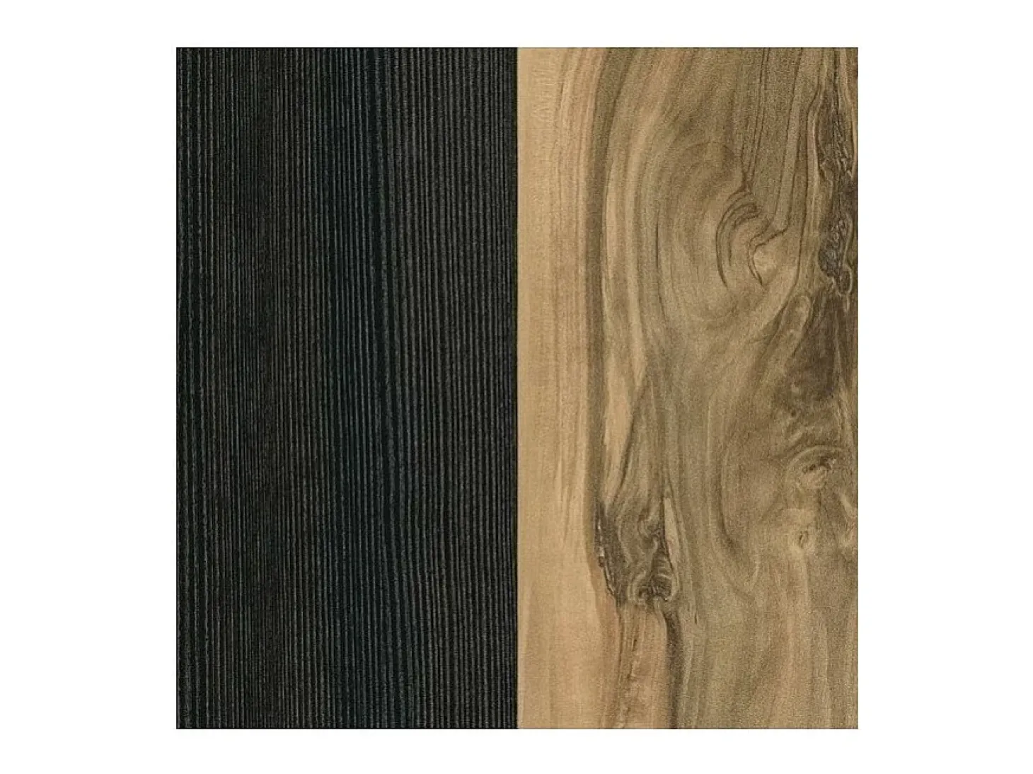 Buffet alto de diseño con 1 puerta para salón de color nogal y negro con efecto de madera. Colección SANTIAGO.