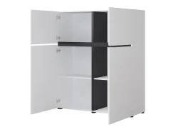 Buffet alto en colores blanco y negro L120xH140xP40 colección HAVANA. Aparador alto de diseño con 4 puertas.