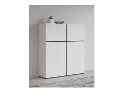 Buffet alto en colores blanco y negro L120xH140xP40 colección HAVANA. Aparador alto de diseño con 4 puertas.