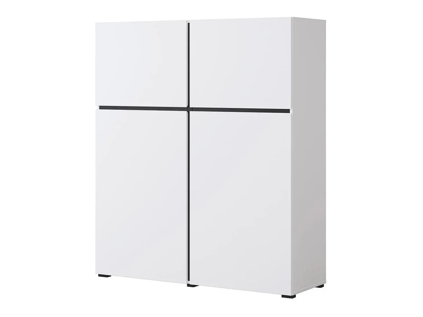 Buffet alto en colores blanco y negro L120xH140xP40 colección HAVANA. Aparador alto de diseño con 4 puertas.