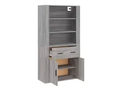 Buffet aparador cómoda armario mueble organizador cocina salón salón alto madera contrachapada sonoma gris 02_0035639