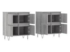 Buffet aparador cómoda armario unidad de almacenamiento organizador cocina salón salón juego de 2 sonoma madera gris 02_0036978