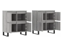Buffet aparador cómoda armario unidad de almacenamiento organizador cocina salón salón juego de 2 sonoma madera gris 02_0036977