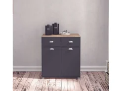 Buffet Bajo Cocina Asfeld Gris Grafito 2 Puertas Cajones 90x80x40 cm