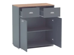 Buffet Bajo Cocina Asfeld Gris Grafito 2 Puertas Cajones 90x80x40 cm