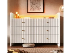 Buffet bajo con LED - con 6 cajones - blanco