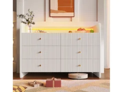 Buffet bajo con LED - con 6 cajones - blanco