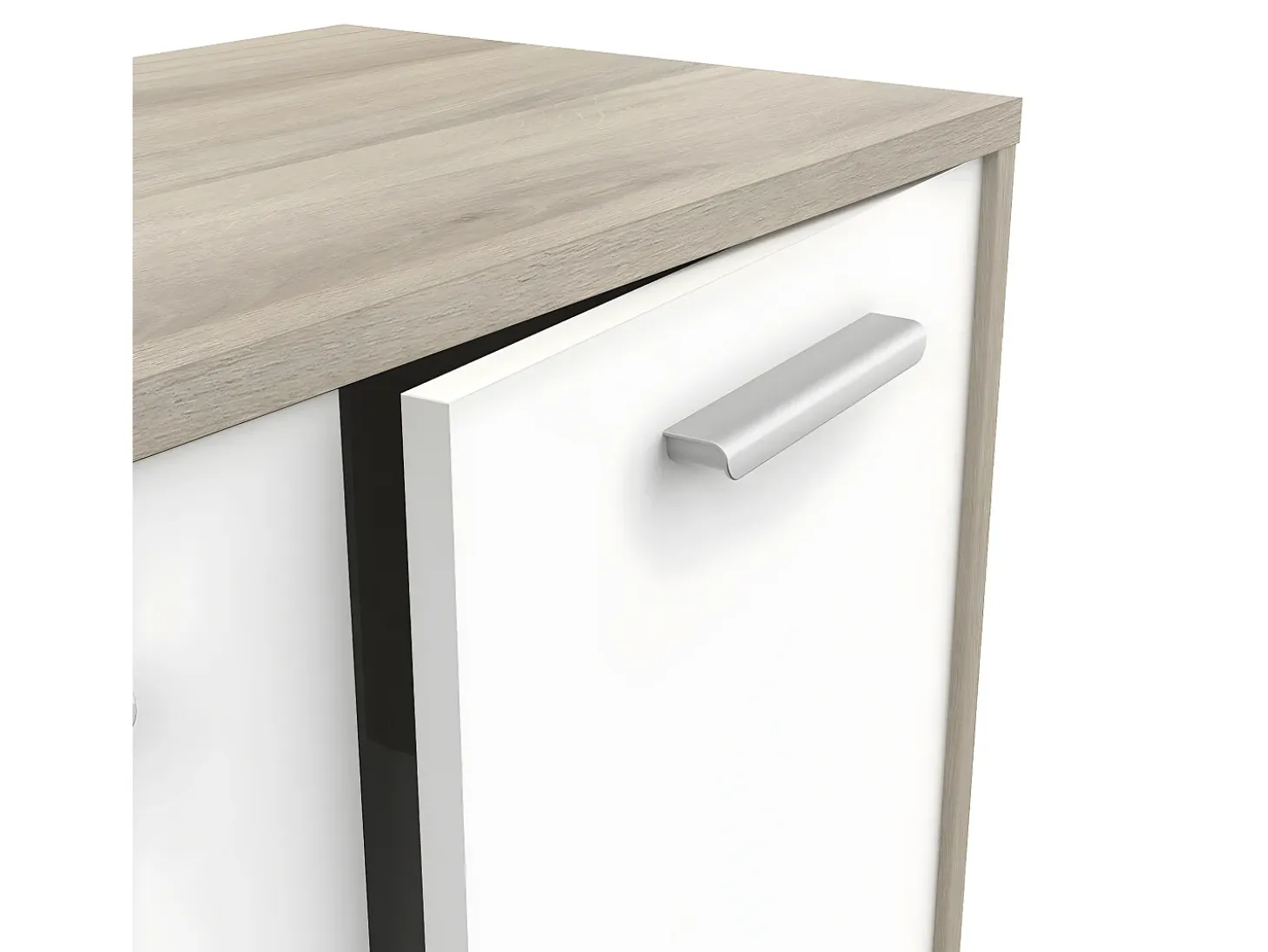 Buffet bajo de 2 puertas, decoración de madera y blanco, L78 cm - Léo