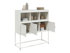 Buffet blanco de acero laminado en frío con 3 puertas y LED, 100,5x39x107 cm