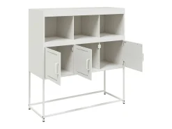 Buffet blanco de acero laminado en frío con 3 puertas y LED, 100,5x39x107 cm