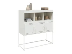 Buffet blanco de acero laminado en frío con 3 puertas y LED, 100,5x39x107 cm
