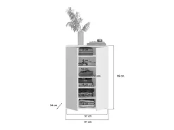 Buffet BODITE – 5 puertas – Blanco lacado – Elegancia y almacenamiento óptimo