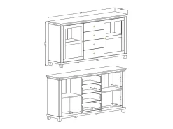 Buffet 180cm colección ASSIA. Color verde y roble. 2 puertas y 4 cajones.