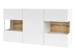 Buffet 120cm colección EVA 3 puertas. Color blanco y roble.