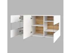 Buffet 120cm colección EVA 3 puertas. Color blanco y roble.