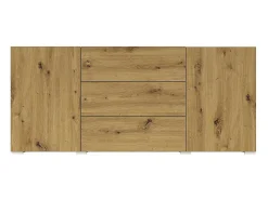 Buffet 140cm colección EVA 2 puertas y 3 cajones. Color roble y negro.